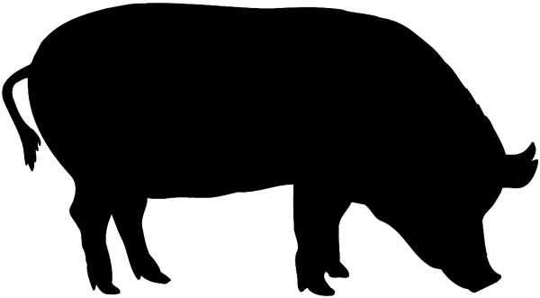 Pig in silhouette vinyl sticker. Customize on line.       Animals Insects Fish 004-0910  